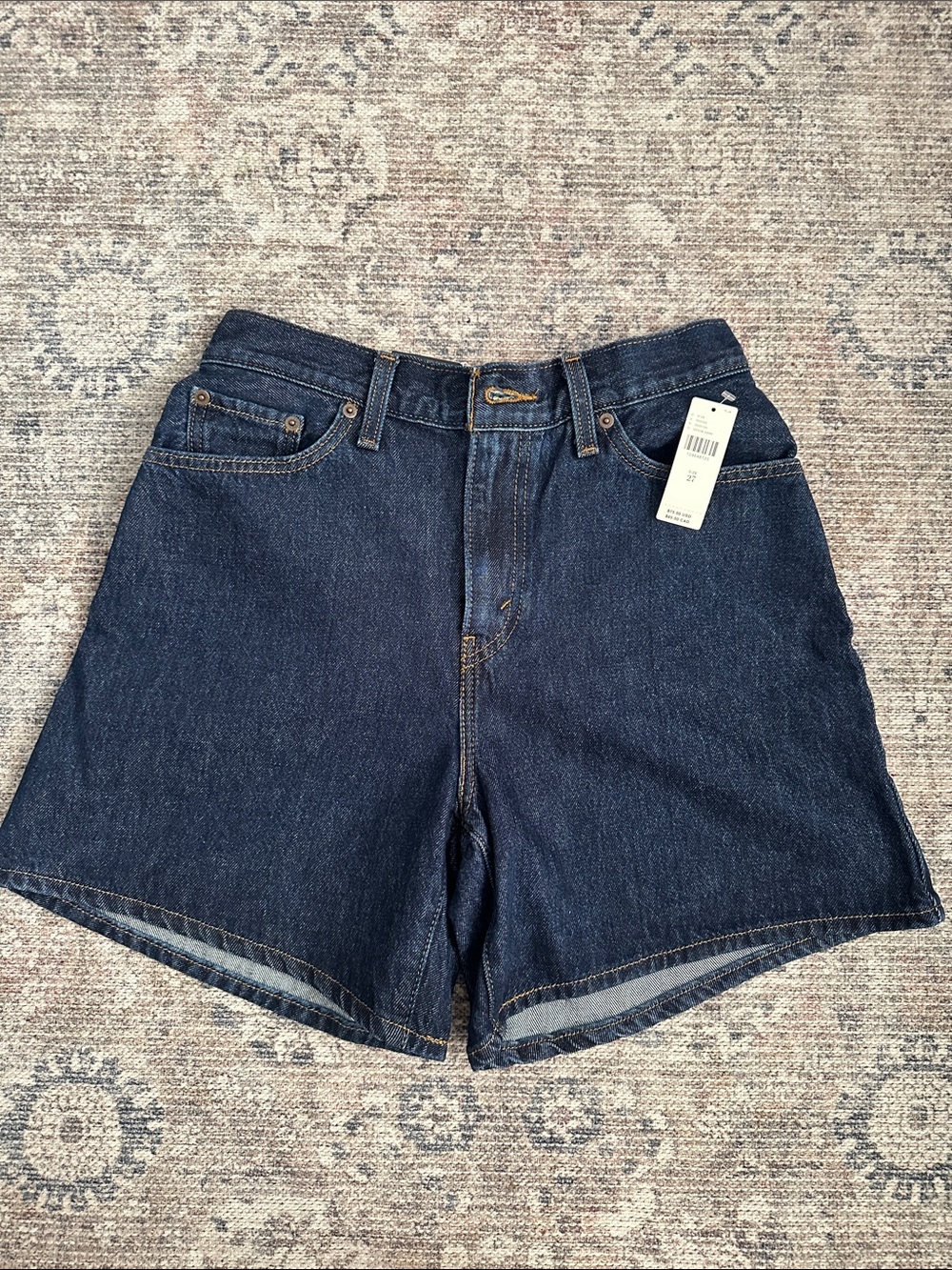 Levi's Dark Indigo High-Waist Baggy Jean Shorts